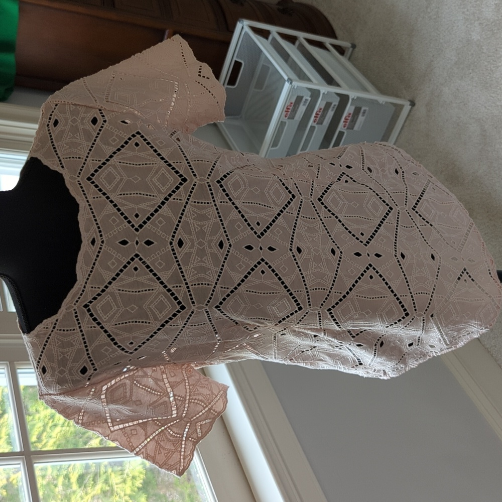 JCrew size small lace top, light pink/cream stitching